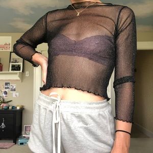 Brandy Melville Delicate Sheer Sparkle Long Sleeve